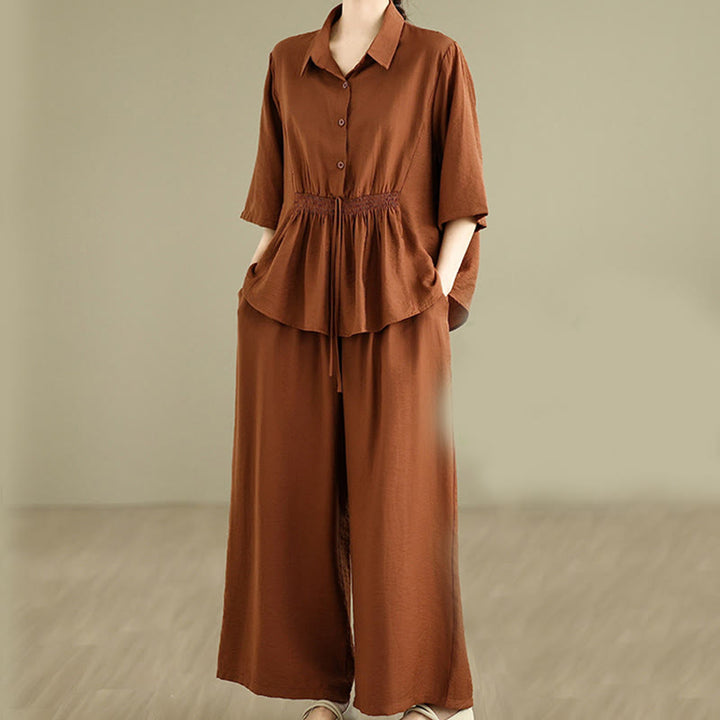 Conjunto de 2 piezas de ropa de meditación informal con cuello alto y pantalones holgados para mujer con Buddha Stones - image 2