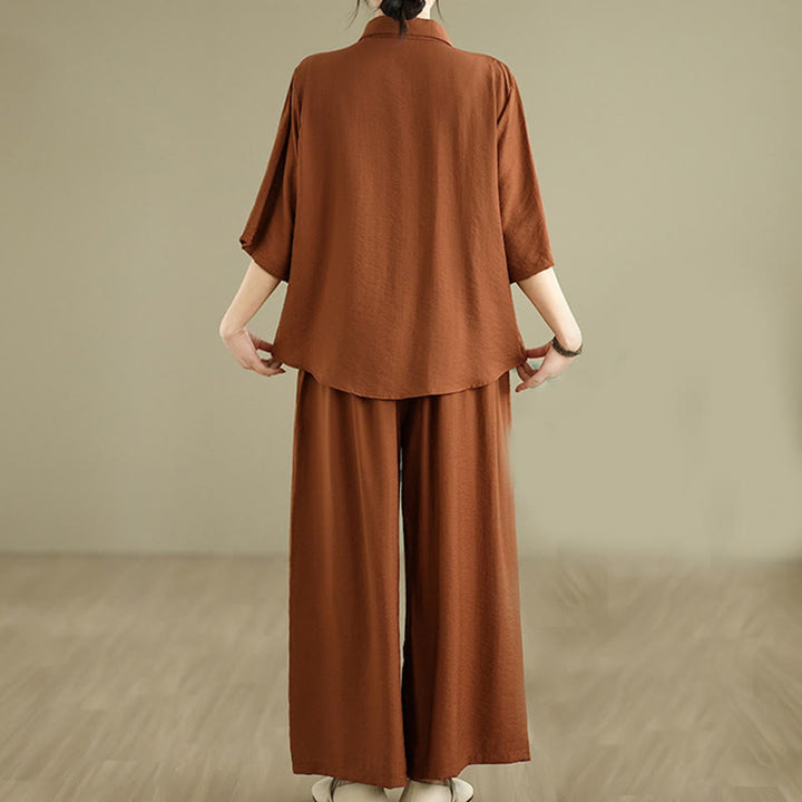 Conjunto de 2 piezas de ropa de meditación informal con cuello alto y pantalones holgados para mujer con Buddha Stones - image 2