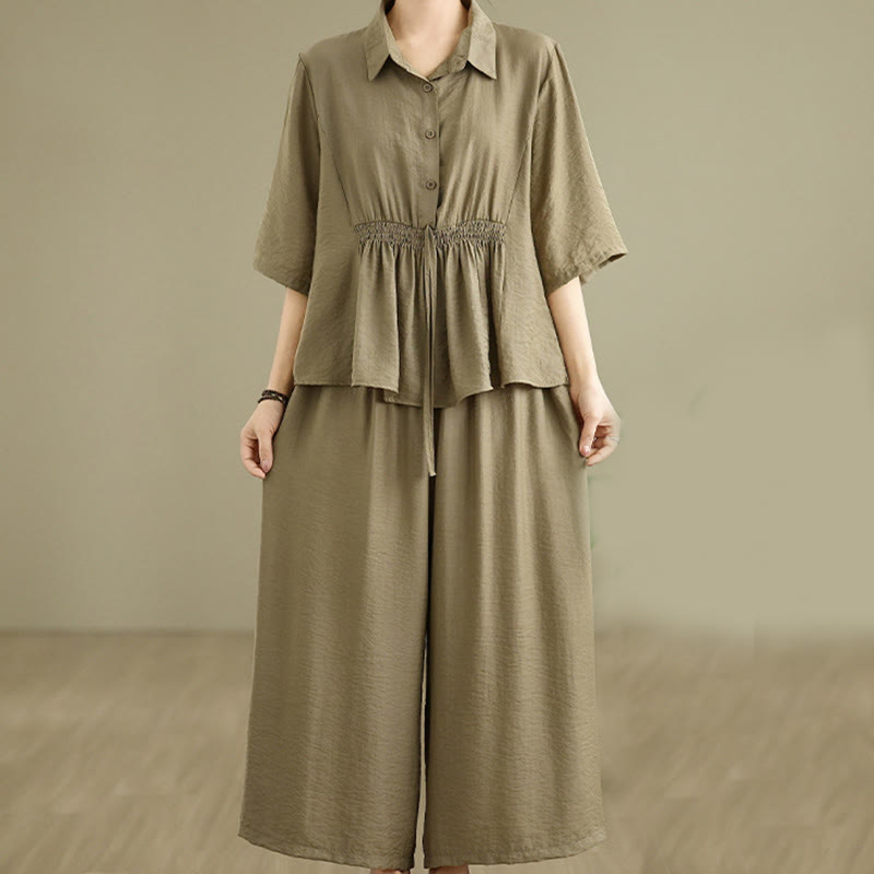 Conjunto de 2 piezas de ropa de meditación informal con cuello alto y pantalones holgados para mujer con Buddha Stones - Caqui oscuro - US12, UK/AU16, EU44 (2XL) - image 13