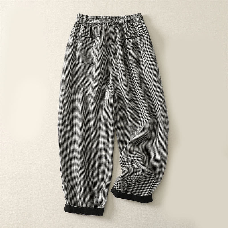 Pantalones harén de lino y algodón para mujer con estampado de Buddha Stones y bolsillos, con cordón ajustable - image 2