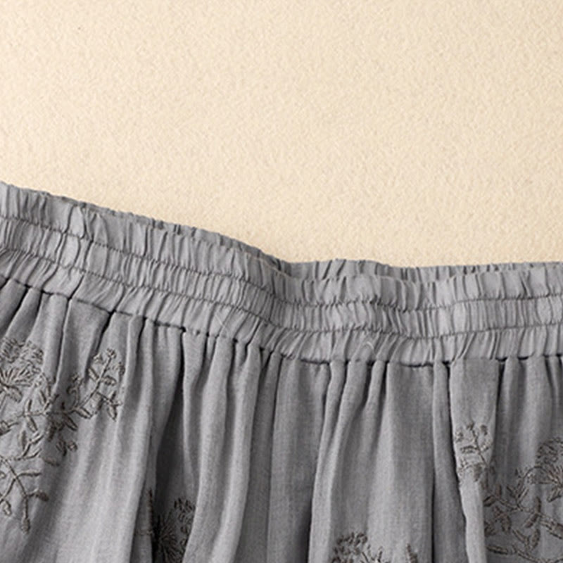 Pantalones harén de lino y algodón para mujer con estampado bordado de Buddha Stones y bolsillos - image 1