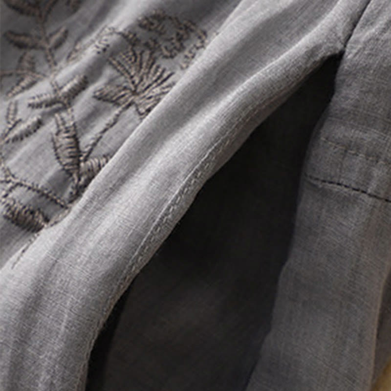Pantalones harén de lino y algodón para mujer con estampado bordado de Buddha Stones y bolsillos - image 3