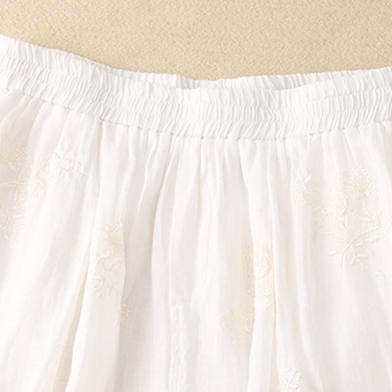 Pantalones harén de lino y algodón para mujer con estampado bordado de Buddha Stones y bolsillos - image 8