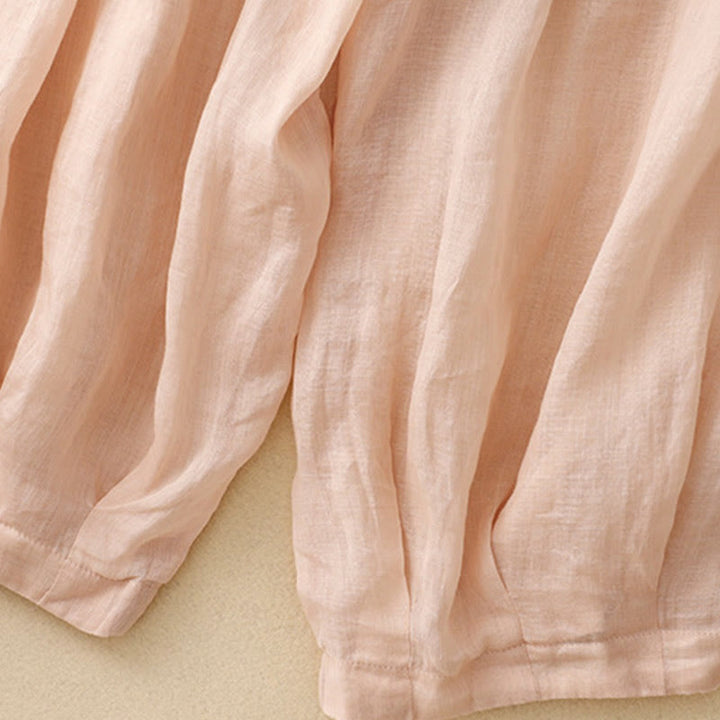 Pantalones harén de lino y algodón para mujer con estampado bordado de Buddha Stones y bolsillos - image 16