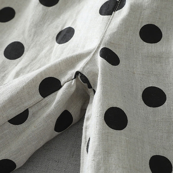 Pantalones harén de lino y algodón para mujer con estampado floral de lunares y Buddha Stones y bolsillos - image 10