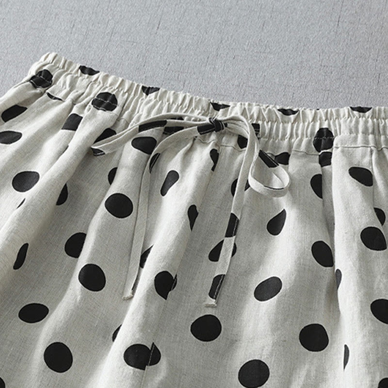 Pantalones harén de lino y algodón para mujer con estampado floral de lunares y Buddha Stones y bolsillos - image 14