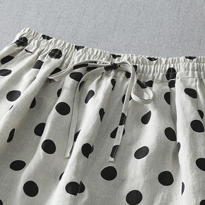 Pantalones harén de lino y algodón para mujer con estampado floral de lunares y Buddha Stones y bolsillos - image 14