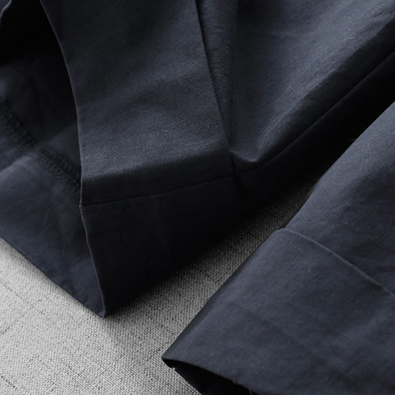 Pantalones casuales Buddha Stones de cintura alta, lisos, de poliéster, para mujer, de pierna ancha, largos 7-8, con bolsillos - image 3