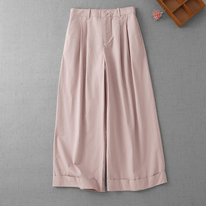Pantalones casuales Buddha Stones de cintura alta, lisos, de poliéster, para mujer, de pierna ancha, largos 7-8, con bolsillos - Rosa - US14，UK/AU18，EU46 (2XL) - image 6