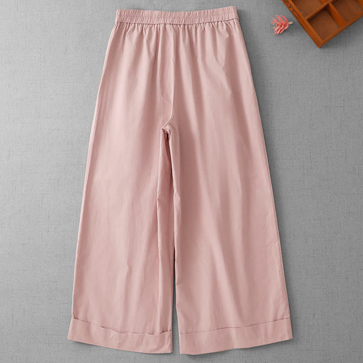 Pantalones casuales Buddha Stones de cintura alta, lisos, de poliéster, para mujer, de pierna ancha, largos 7-8, con bolsillos - image 7