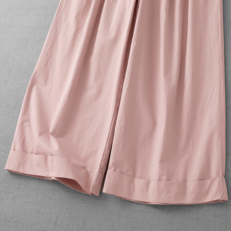 Pantalones casuales Buddha Stones de cintura alta, lisos, de poliéster, para mujer, de pierna ancha, largos 7-8, con bolsillos - image 10