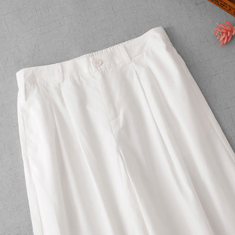 Pantalones casuales Buddha Stones de cintura alta, lisos, de poliéster, para mujer, de pierna ancha, largos 7-8, con bolsillos - image 17