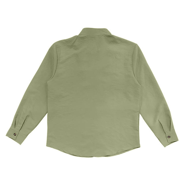 Camisa de manga larga para hombre con botones de color liso y Buddha Stones - image 21