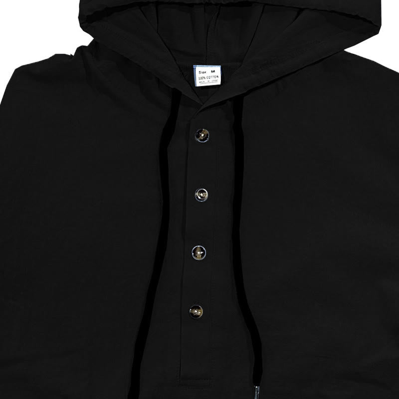 Camisa de algodón de manga larga con capucha y botones para hombre, color liso, con Buddha Stones, para otoño - image 9