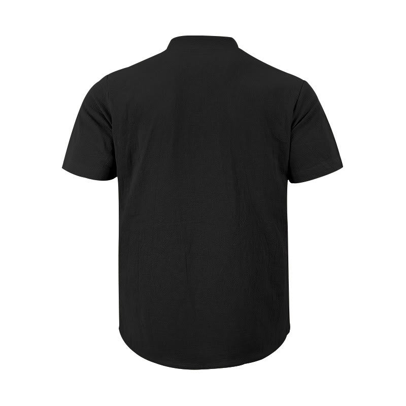 Camisa de lino para hombre de manga corta con botones y estampado de Buddha Stones de verano - image 2