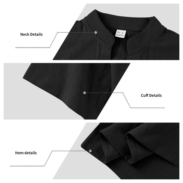 Camisa de lino para hombre de manga corta con botones y estampado de Buddha Stones de verano - image 6