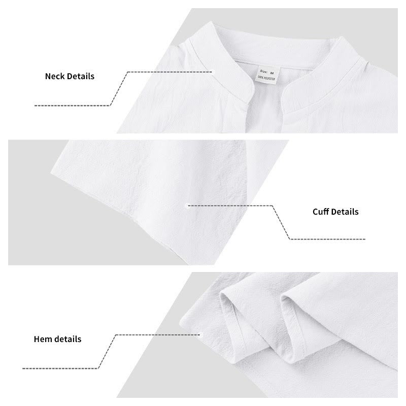 Camisa de lino para hombre de manga corta con botones y estampado de Buddha Stones de verano - image 12