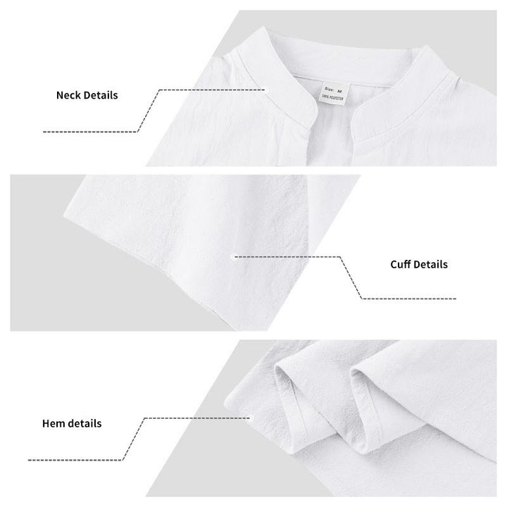 Camisa de lino para hombre de manga corta con botones y estampado de Buddha Stones de verano - image 12