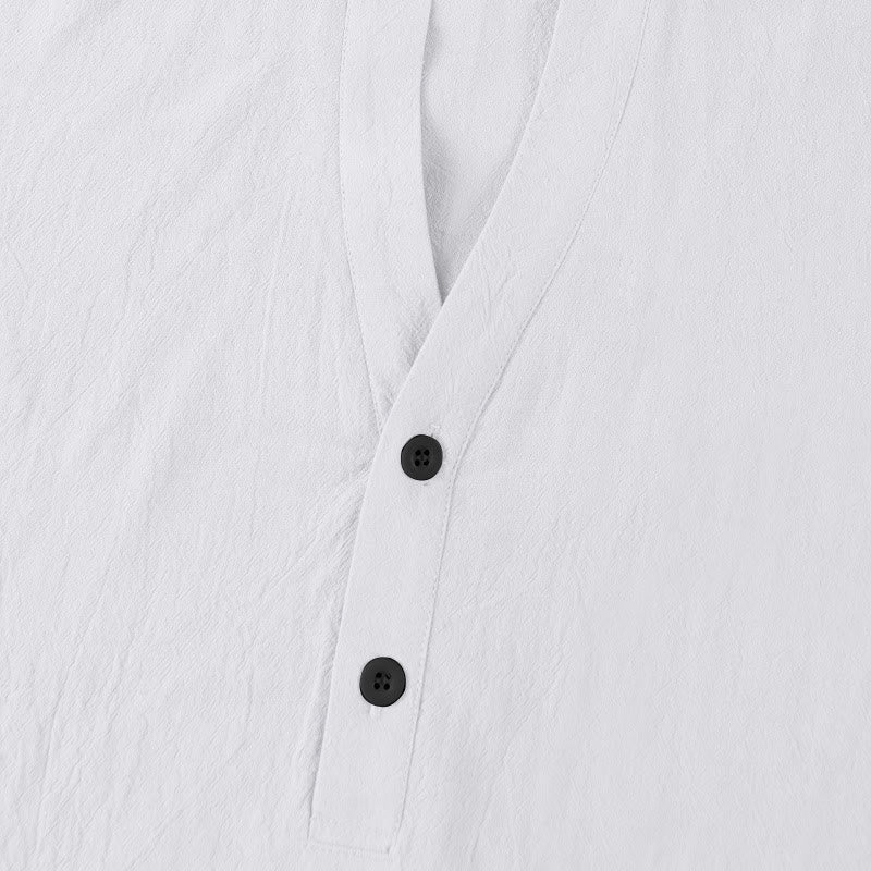 Camisa de lino para hombre de manga corta con botones y estampado de Buddha Stones de verano - image 9
