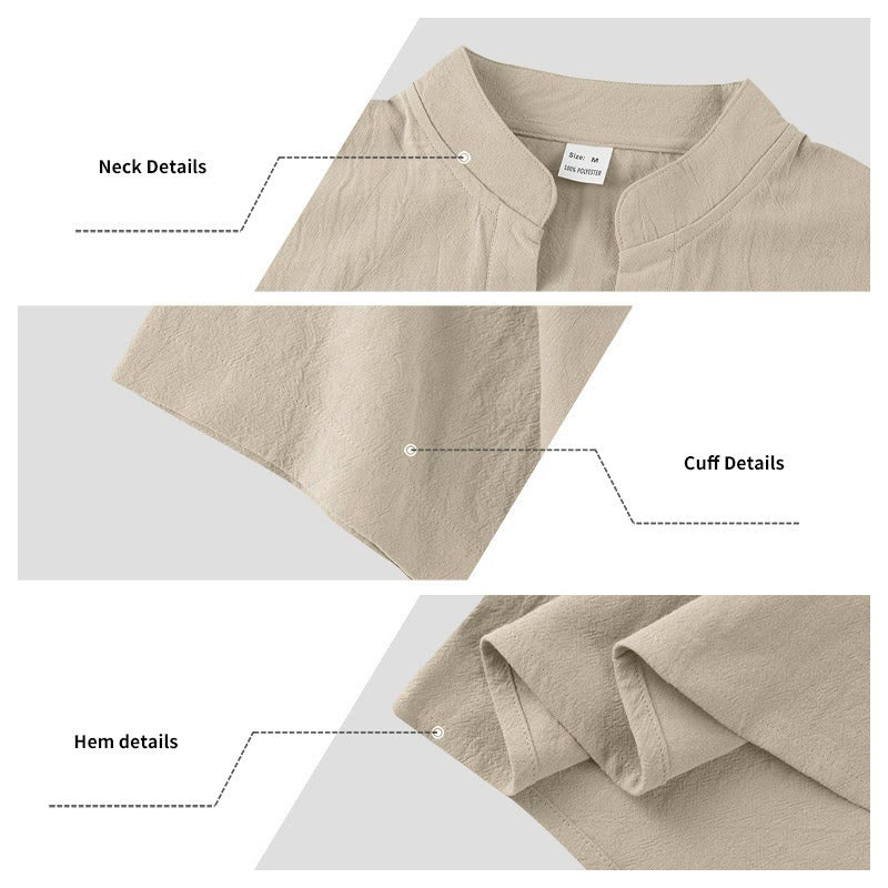 Camisa de lino para hombre de manga corta con botones y estampado de Buddha Stones de verano - image 18