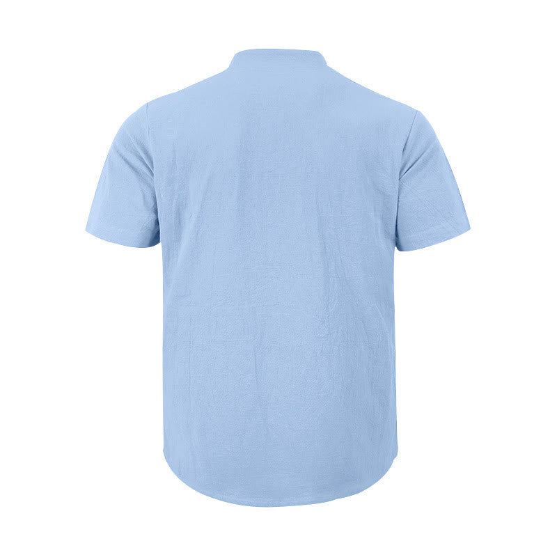 Camisa de lino para hombre de manga corta con botones y estampado de Buddha Stones de verano - image 21