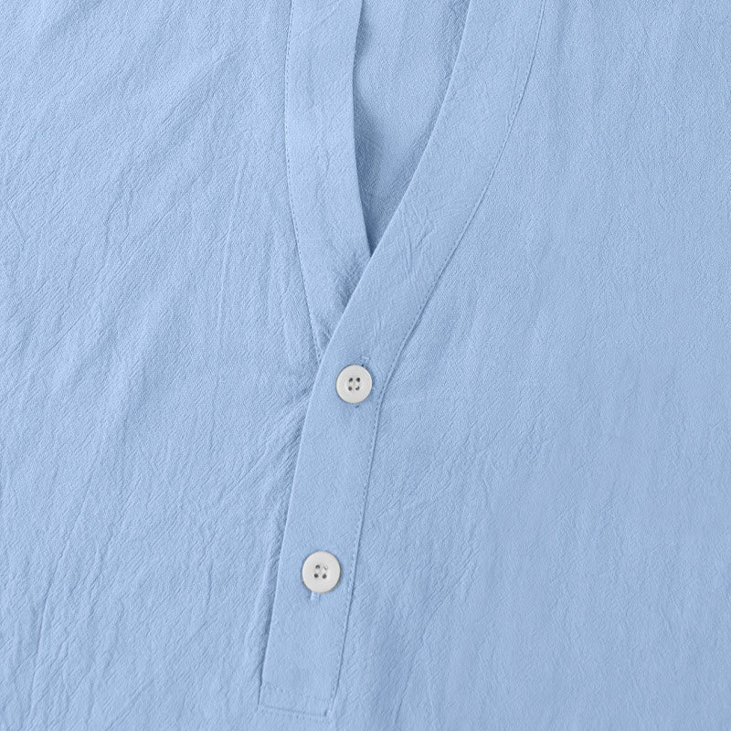 Camisa de lino para hombre de manga corta con botones y estampado de Buddha Stones de verano - image 21