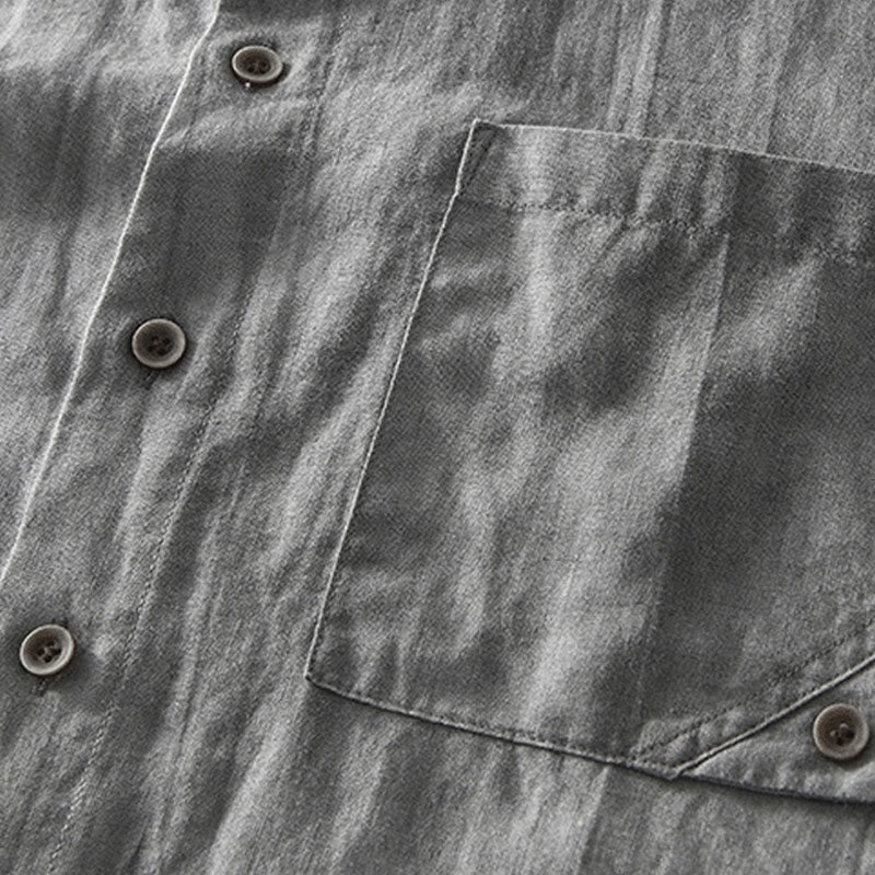 Camisa de hombre de manga corta de lino y algodón con botones de verano Buddha Stones - image 6