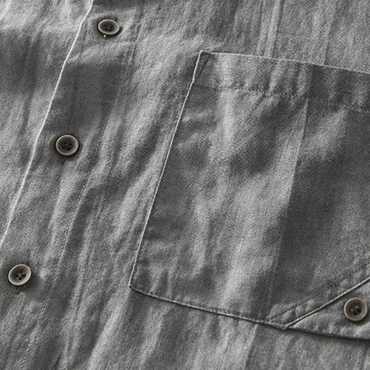 Camisa de hombre de manga corta de lino y algodón con botones de verano Buddha Stones - image 6