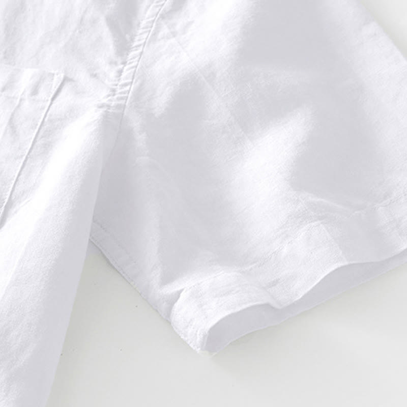 Camisa de hombre de manga corta de lino y algodón con botones de verano Buddha Stones - image 10