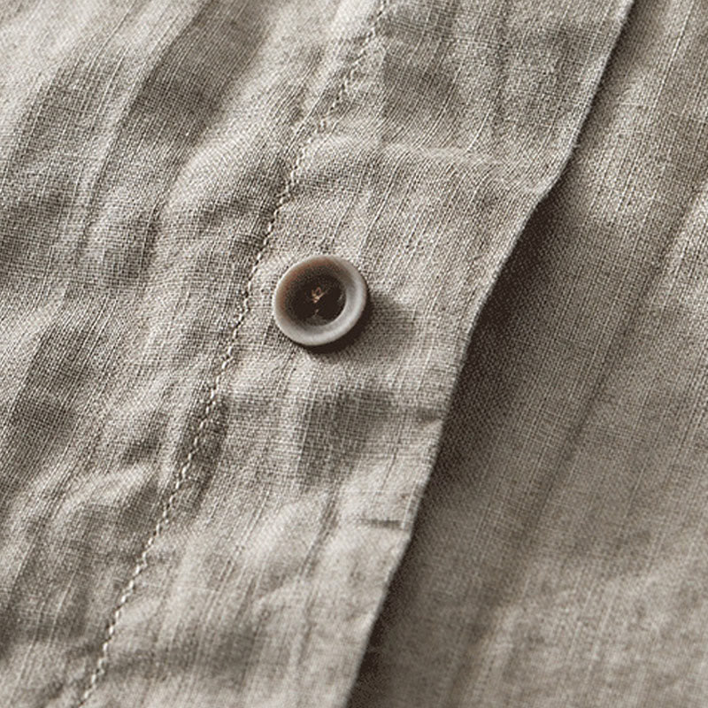 Camisa de hombre de manga corta de lino y algodón con botones de verano Buddha Stones - image 20