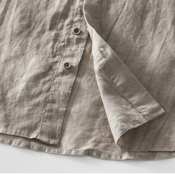 Camisa de hombre de manga corta de lino y algodón con botones de verano Buddha Stones - image 21