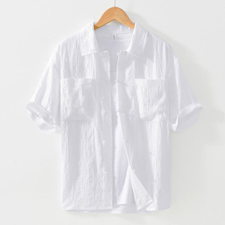 Camisa de verano de manga corta con botones y dos bolsillos para hombre con Buddha Stones - Blanco - US/UK/AU42, EU52 (3XL) - image 12