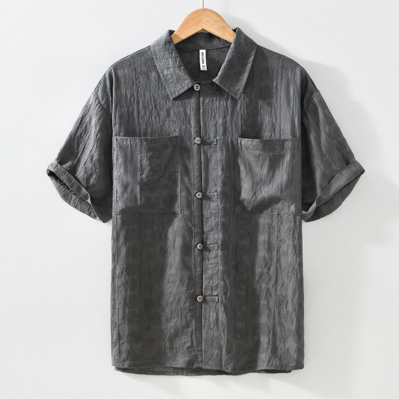 Camisa de verano de manga corta con botones y dos bolsillos para hombre con Buddha Stones - image 3