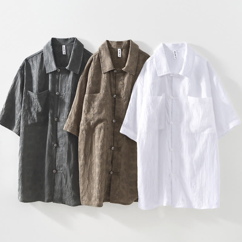 Camisa de verano de manga corta con botones y dos bolsillos para hombre con Buddha Stones - image 2