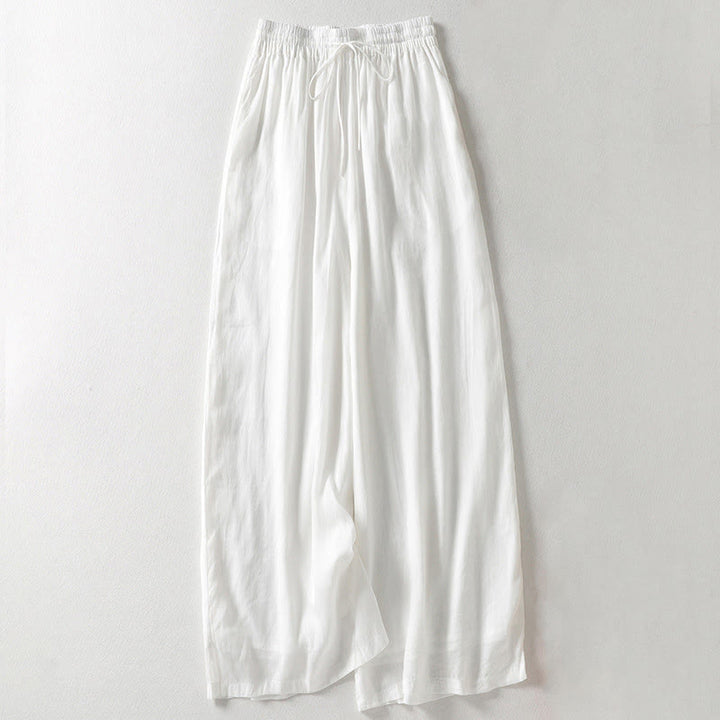 Pantalones anchos hasta el tobillo de algodón y lino con cordón ajustable para mujer, estilo casual Buddha Stones, con bolsillos - Blanco - US8-10，UK/AU12-14，EU40-42 (2XL) - image 5