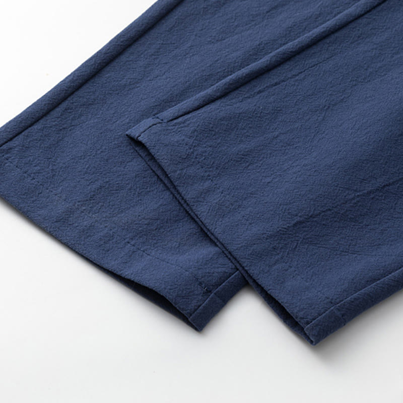 Conjunto de 2 piezas de camisa y pantalones de algodón con bolsillos y diseño de grullas con caracteres chinos de Buddha Stones y tela de meditación para hombre - image 14
