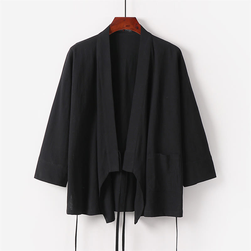 Conjunto de ropa de meditación para hombre: dos piezas, pantalón kimono de algodón y lino con cordones y bolsillos, estampado Buddha Stones. - image 7