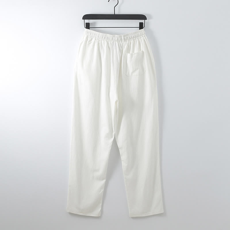 Conjunto de ropa de meditación para hombre: dos piezas, pantalón kimono de algodón y lino con cordones y bolsillos, estampado Buddha Stones. - image 5