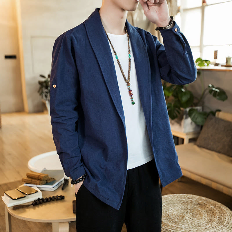 Chaqueta estilo kimono de algodón para hombre con solapas lisas y diseño vintage de Buddha Stones - image 2