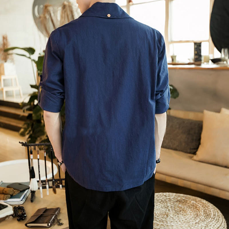 Chaqueta estilo kimono de algodón para hombre con solapas lisas y diseño vintage de Buddha Stones - image 3