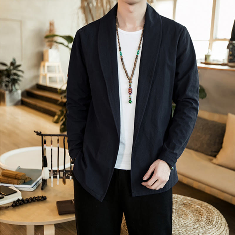 Chaqueta estilo kimono de algodón para hombre con solapas lisas y diseño vintage de Buddha Stones - image 18