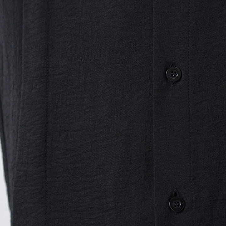 Camisa de algodón de manga larga con cuello alto y botones lisos para hombre Buddha Stones - image 28