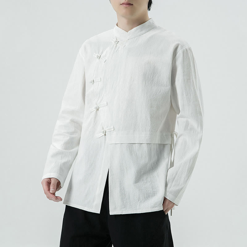 Camisa de algodón de manga larga para hombre con botones de rana y diseño vintage de Buddha Stones - image 2