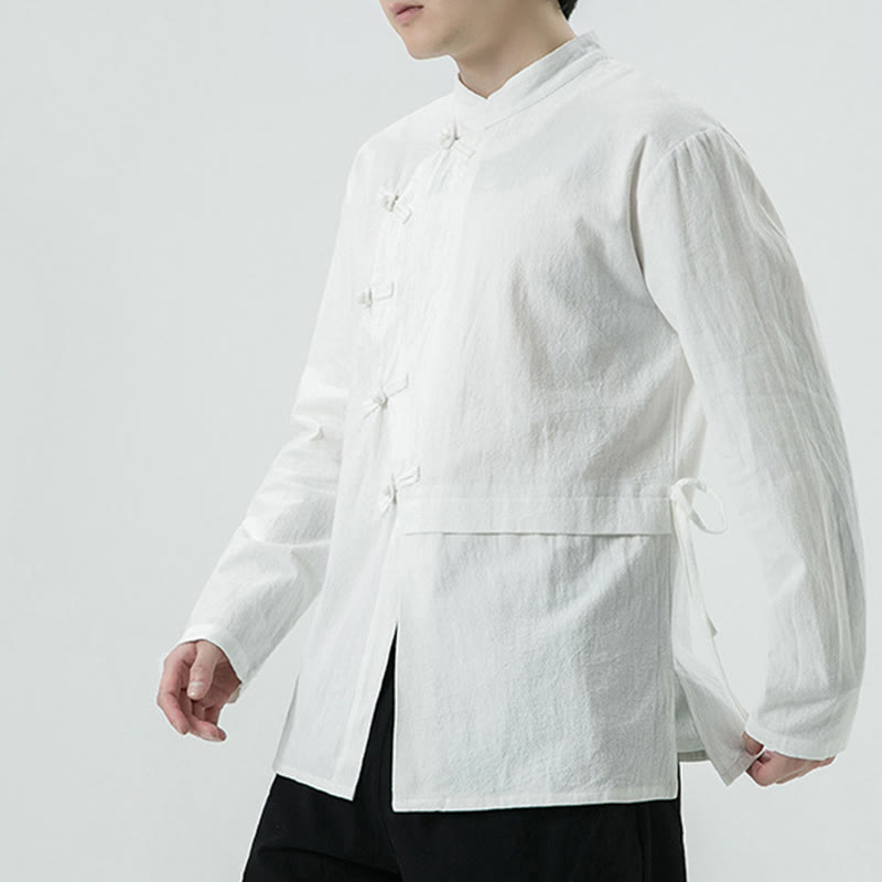 Camisa de algodón de manga larga para hombre con botones de rana y diseño vintage de Buddha Stones - image 4