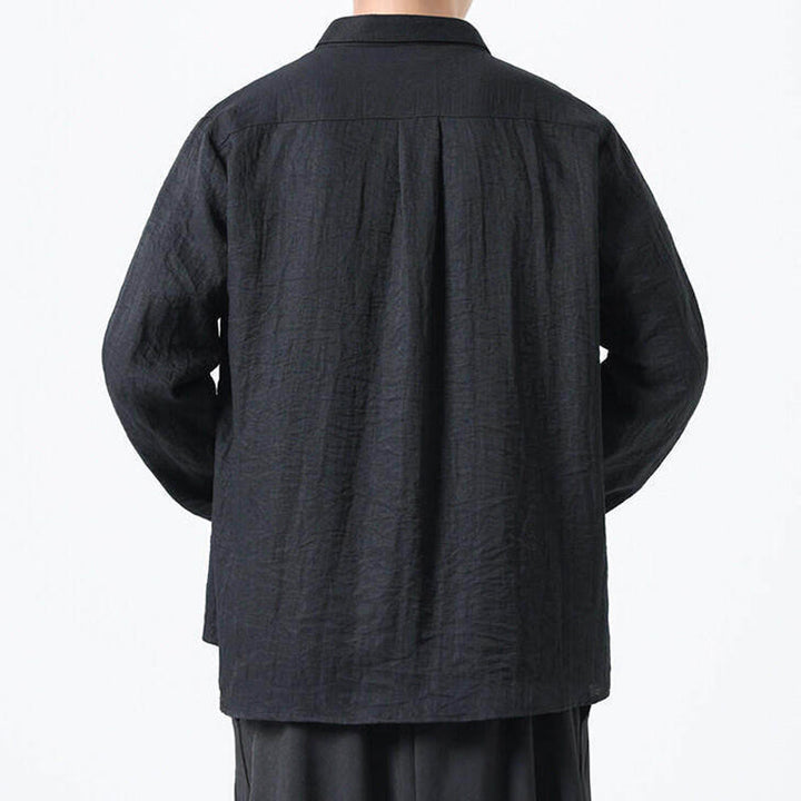 Camisa de algodón de manga larga para hombre, estilo vintage, con botones, cuello alto y Buddha Stones - image 12