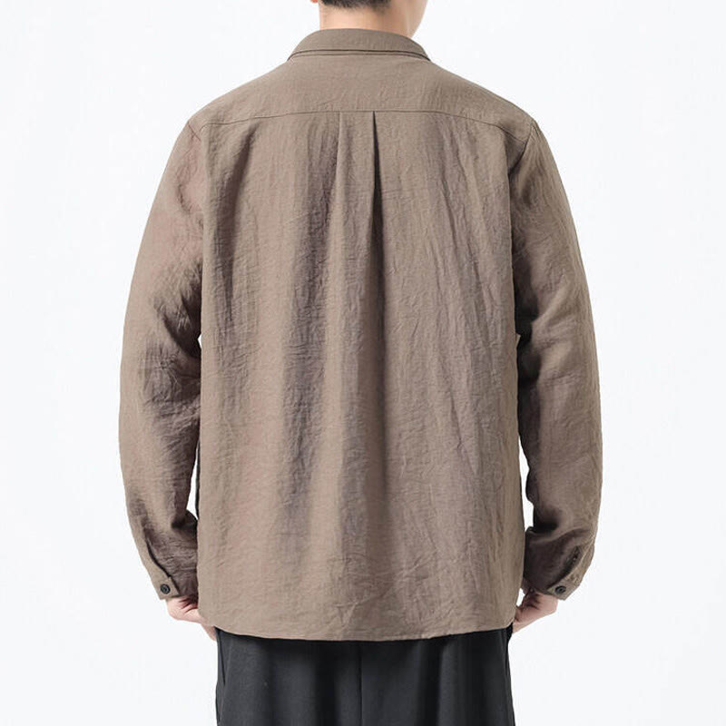 Camisa de algodón de manga larga para hombre, estilo vintage, con botones, cuello alto y Buddha Stones - image 18