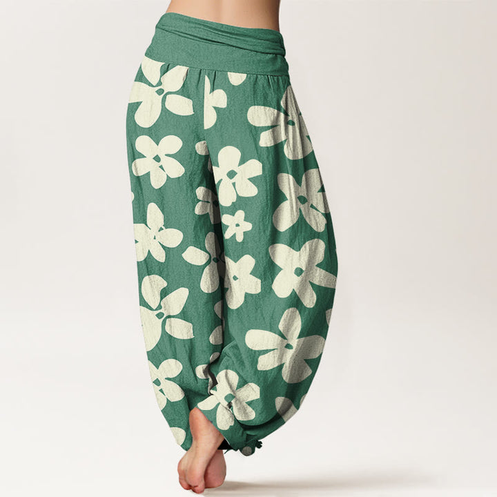 Pantalones harén con cintura elástica para mujer, estilo bohemio, informal y floral, con Buddha Stones - image 2