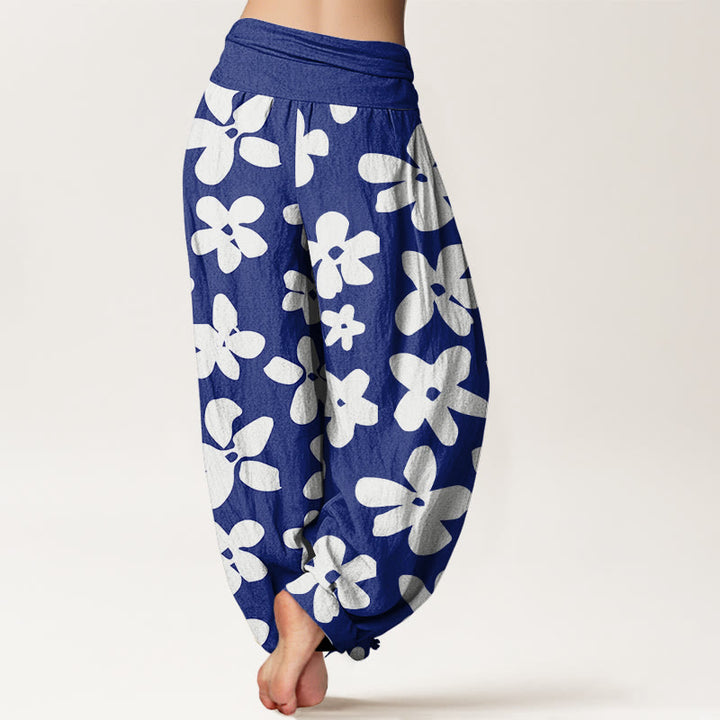 Pantalones harén con cintura elástica para mujer, estilo bohemio, informal y floral, con Buddha Stones - image 7