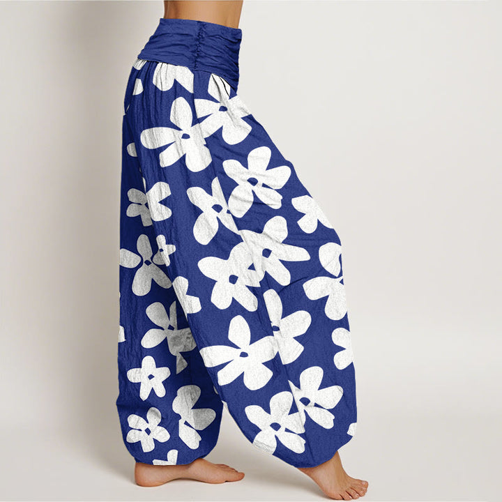 Pantalones harén con cintura elástica para mujer, estilo bohemio, informal y floral, con Buddha Stones - image 6