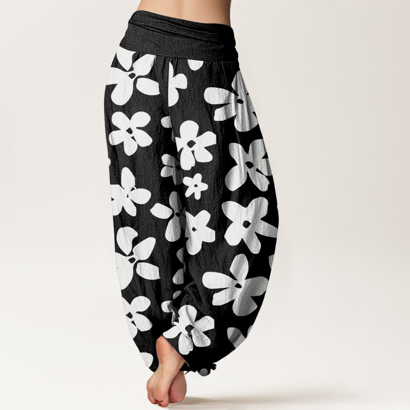 Pantalones harén con cintura elástica para mujer, estilo bohemio, informal y floral, con Buddha Stones - image 9